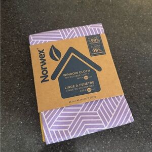 Norwex Lavender Tile Geo Window Cloth with Yellow Trim